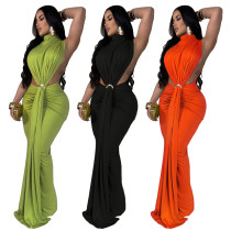 EVE Solid Color Sleeveless Split Maxi Dress YF-10772