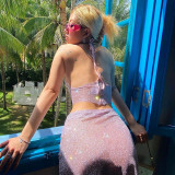 EVE Backless Tie Up See Through Skirt Suit GFRT-SF971