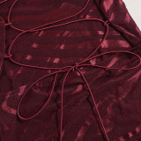 EVE Print Backless Sling Split Maxi Dress GFRT-041539DBG