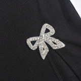 EVE Rhinestone Bow Split Mini Dress GFRT-31702DHY