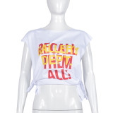 EVE Letter Print Sleeveless T Shirt GFRT-7748TG