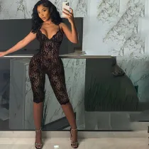 EVE V Neck Lace Sleeveless Jumpsuit GZJQ-K24Q50518