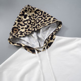 EVE Leopard Print Patchwork Loose Hooded Sweashirt MXBF-F24TP161