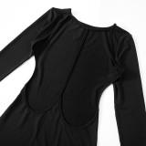 Solid Color Backless Slim Mini Dress MXBF-K24DS345