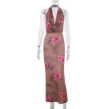 EVE Sexy Halterneck Backless Printed Maxi Dress FL-JY24623MHO