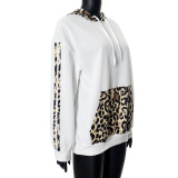 EVE Leopard Print Patchwork Loose Hooded Sweashirt MXBF-F24TP161