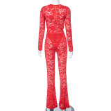 EVE Lace Hollow Out See Through Bodysuit Pants Suit MXBF-K23ST370