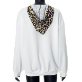 EVE Leopard Print Patchwork Loose Hooded Sweashirt MXBF-F24TP161