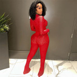 EVE Lace Hollow Out See Through Bodysuit Pants Suit MXBF-K23ST370