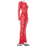 EVE Lace Hollow Out See Through Bodysuit Pants Suit MXBF-K23ST370