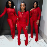 EVE Lace Hollow Out See Through Bodysuit Pants Suit MXBF-K23ST370