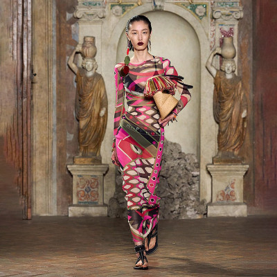 EVE Print See Through Slim Maxi Dress GZJQ-K24D53644