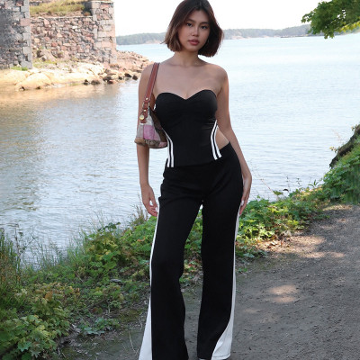 EVE Color Block Patchwork Flare Pants MXBF-G24PT164