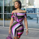 EVE Colorful Print One Shoulder Slim Romper MXBF-K24RP172