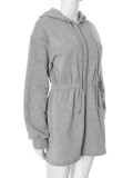 EVE Long Sleeve Hooded Zipper Casual Dress MXBF-K24DS419