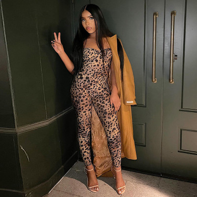 EVE Sexy Leopard Print Sling Jumpsuit FL-JY24627MHO