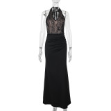 EVE Sexy V Neck Lace Patchwork Maxi Dress FL-YL24496MHO