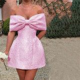 EVE One Shoulder Bow Sexy Backless Mini Dress FL-YL24583MHO