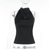 EVE Sleeveless Satin Backless Top FL-JY24641PFO