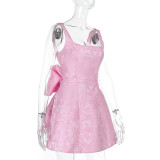 EVE Sleeveless Print Bow Tie Mini Dress FL-YL24593MHO