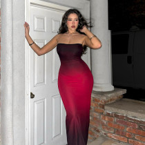 EVE Gradient Mesh Backless Maxi Dress FL-YJ24669DGO