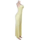 EVE Sexy Backless Solid Color Bandage Dress FL-YJ24661PFO
