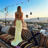 EVE Sexy Backless Solid Color Bandage Dress FL-YJ24661PFO