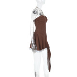 EVE Sexy Solid Color Halterneck Mini Dress FL-XY24663PFO