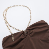 EVE Sexy Solid Color Halterneck Mini Dress FL-XY24663PFO