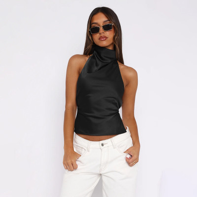 EVE Sleeveless Satin Backless Top FL-JY24641PFO