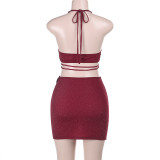 EVE Sexy Suspender Slim Bow Half Skirt Set FL-ZX24448MHO