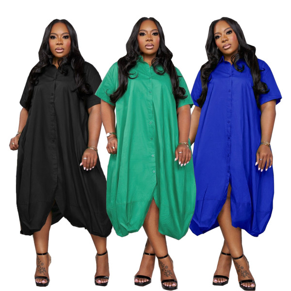 EVE Plus Size Solid Color Loose Maxi Dress SFY-650