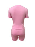 EVE Solid Color Short Sleeve T Shirt Shorts Suit LSD-2367
