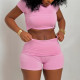 EVE Solid Color Short Sleeve T Shirt Shorts Suit LSD-2367
