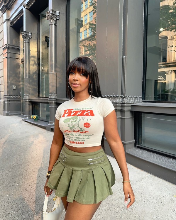 EVE Fashion Zipper Pleated Mini Skirt OLYF-6171