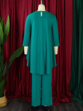 EVE Plus Size Solid Color Irregular Topa And Pants Suit GCZF-8625