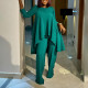 EVE Plus Size Solid Color Irregular Topa And Pants Suit GCZF-8625