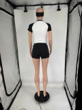 EVE Contrast Color Sport Yoga Shorts Set(With Hairband) QXLB-10128