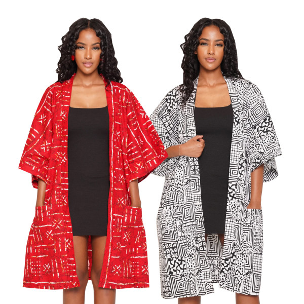 EVE Printed Seven Split Sleeve Loose Cardigan Coat SFY-603