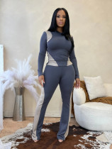 EVE Contrast Color Long Sleeve Pants 2 Piece Set GBGF-5063