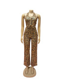 EVE Leopard Print Halterneck Loose Two Piece Pants Set SFY-646