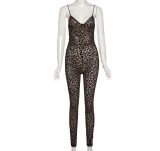 EVE Pre Order: About 7 work days shipping Leopard Print Sling Slim Jumpsuit YUEM-2025608