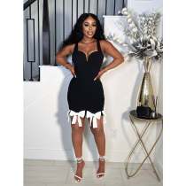 EVE V-neck Sexy Sling Bow Tassel Dress YNSF-2676
