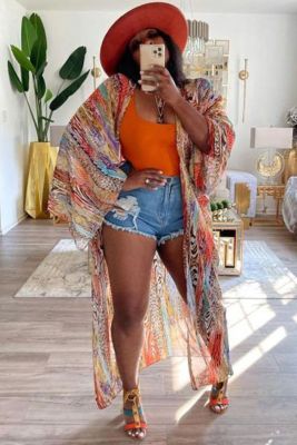 EVE Chiffon Cardigan Long Jacket Poncho OLYF-6172