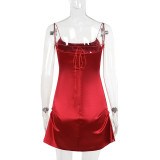 EVE Sexy Slim Satin Halter Mini Dress FL-JY24634PFO