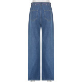 EVE Contrast Color Heart Graffiti Print Loose Jeans GMWF-AL69572