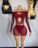 EVE Pre Order: About 7 work days shipping Hollow Out Off Shoulder Short Suit YUEM-2025502