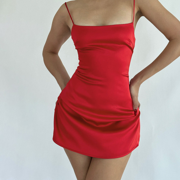 EVE Sexy Slim Satin Halter Mini Dress FL-JY24634PFO