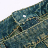 EVE Washed Zipper Wrap Chest Denim Vest GMWF-AL8889