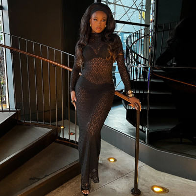 EVE Sexy Lace Mesh See Through Maxi Dress GNZD-51461DHD